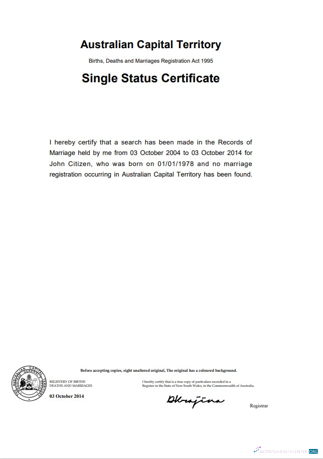 Download Australia Australian Capital Territory divorce certificate template in Word Photoshop template
